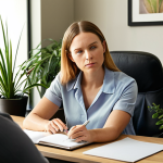 **Image Prompt:** A wellness coordinator attentively listening to a client, taking notes. Soft, natural lighting, emphasizing trust and understanding. The setting is a cozy, modern office with plants.