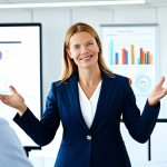 A professional well-being coordinator, fully clothed in a modest, contemporary business suit. She stands in a bright, modern corporate office environment, subtly gesturing to a digital display showing a holistic health framework. In the blurred background, diverse professionals are seen collaborating, emphasizing a positive and sustainable company culture. The lighting is soft and inviting, creating an atmosphere of trust and guidance.
    safe for work, appropriate content, fully clothed, professional, perfect anatomy, correct proportions, natural pose, well-formed hands, proper finger count, natural body proportions, high quality, professional photography.
