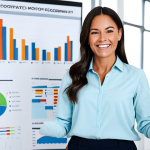 **

"A smiling, fully clothed wellness coordinator giving a presentation in a bright, modern office. She is wearing professional attire, such as a stylish blouse and slacks. The background includes charts and graphs showing positive health trends. Focus on conveying energy, positivity, and expertise. Perfect anatomy, natural pose, appropriate content, safe for work, professional photography, high quality."

**