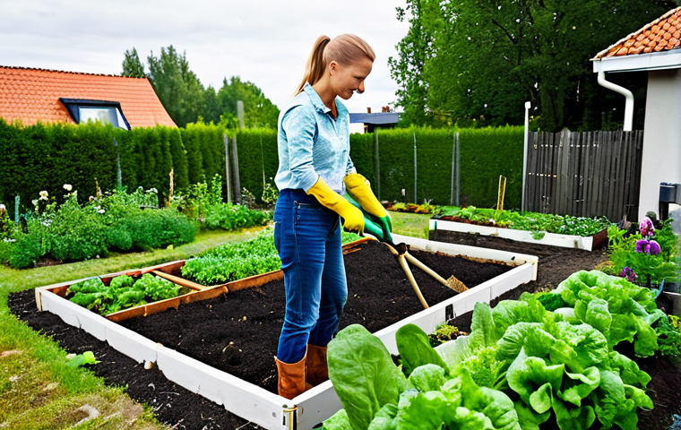 Sustainable Lifestyle**

"A woman in her 30s, wearing comfortable, practical clothing suitable for gardening (jeans, a durable shirt, work gloves), tending to a small, thriving vegetable garden in her backyard in a suburban Swedish neighborhood, fully clothed, appropriate attire, safe for work, perfect anatomy, natural proportions, professional photography, bright daylight, family-friendly, modest setting, showcasing sustainable living, focus on healthy vegetables, Scandinavian aesthetic."

**