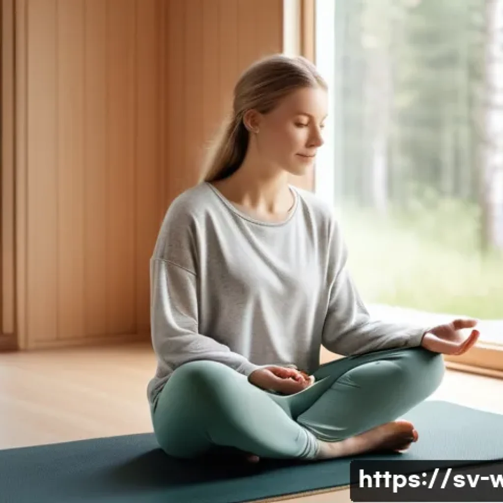 웰빙코디네이터와 헬스케어 협회 - **Prompt:** A serene and balanced young woman (20s-30s) of Scandinavian appearance, dressed in comfo...