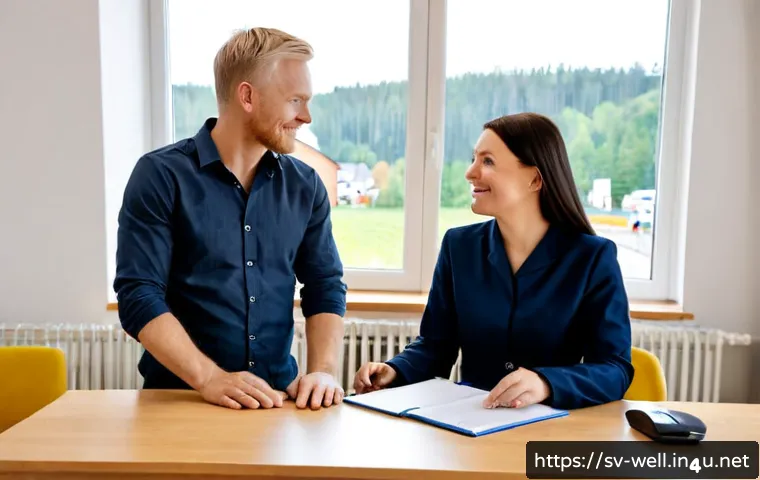 Home 17 웰빙코디네이터와 직업군 내 경력 비교 - Photorealistic career comparison scene in a bright Swedish community health center, a professional w...